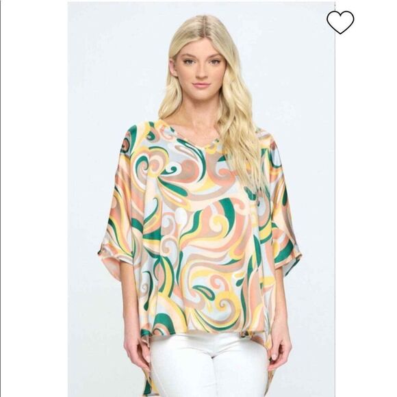 Adrienne Satin V-Neck Oversized Top Size Small - Picture 1 of 7